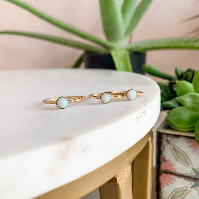Tiny Opal Stacker Gold Ring