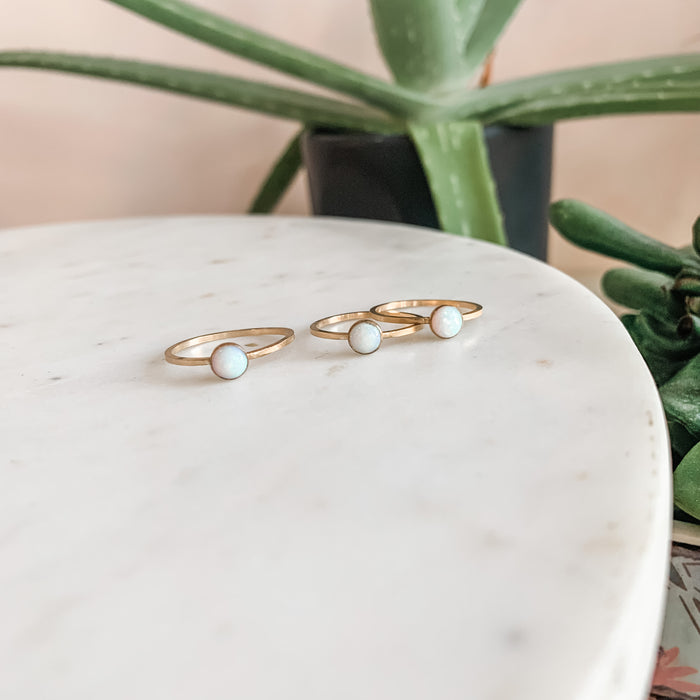 Tiny Opal Stacker Gold Ring