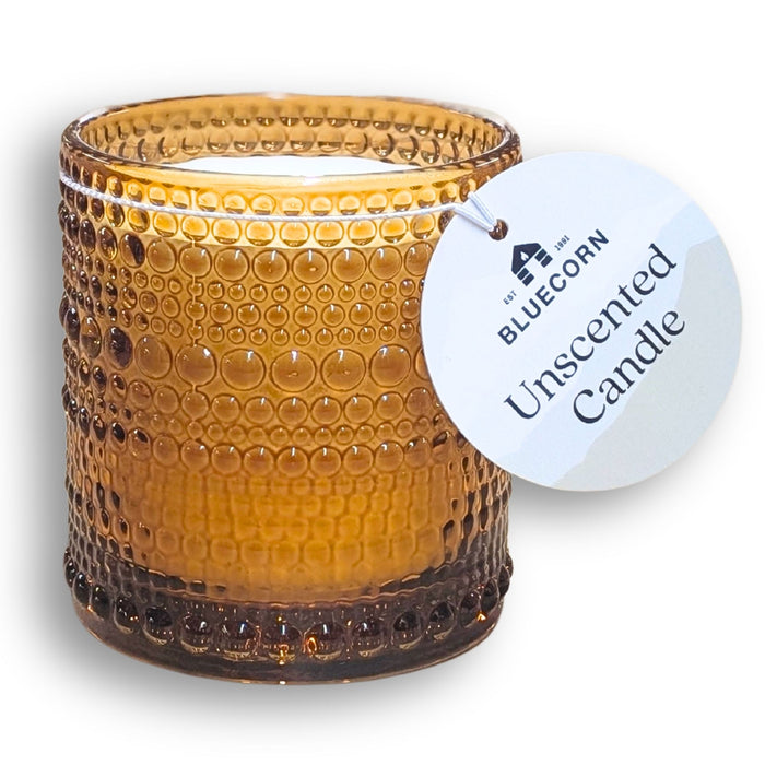 Small vegan coconut wax candle in clear glass jar, fragrance-free