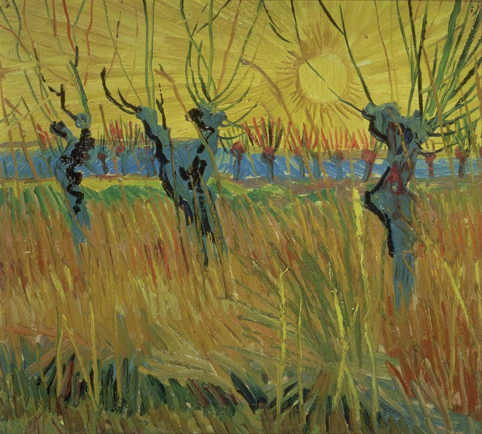 Van Gogh "Pollarded Willows and Setting Sun" (1888) Wall Decal (3 Sizes Available)