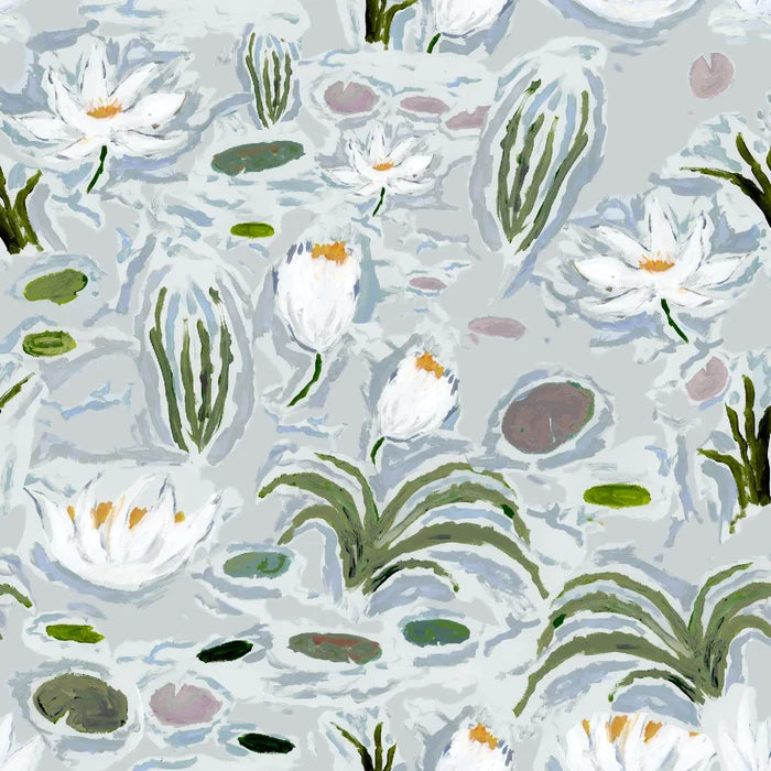 Waterlilies in Blue Wallpaper