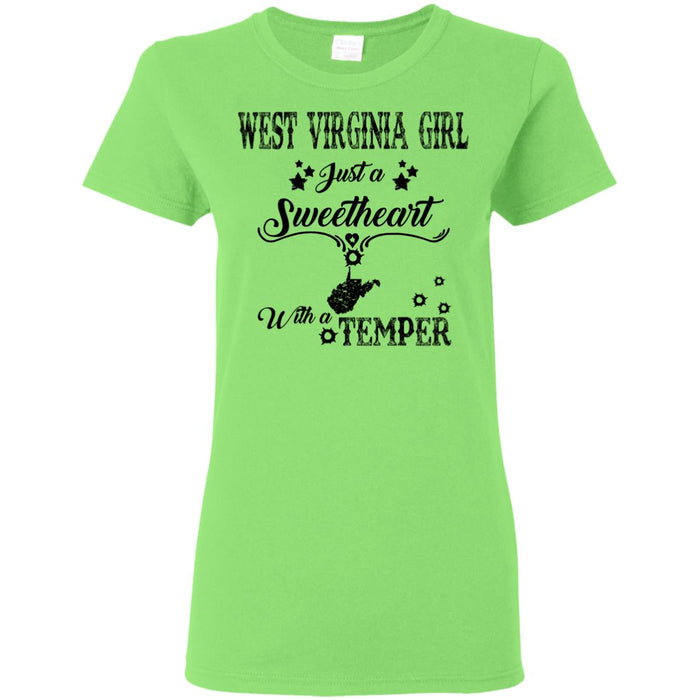 West Virginia Girl Just A Sweetheart With A Temper T Shirt - T-shirt Teezalo