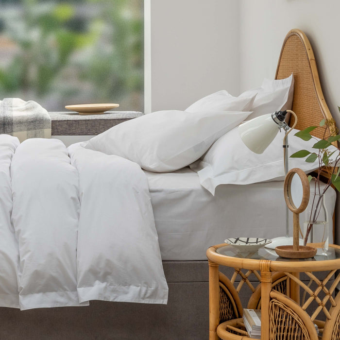 White 200 Thread Count Organic Cotton Duvet Cover close-up detail 1 | Soak and Sleep