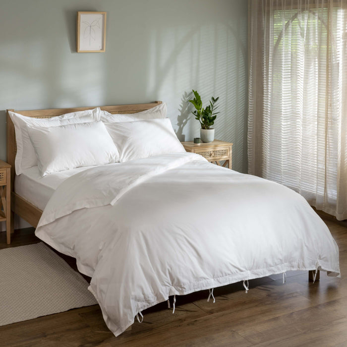 White 200 Thread Count Organic Cotton Duvet Cover styled in a bedroom | Soak and Sleep