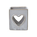 White Ceramic Heart Cut-Out Square Tealight Holder
