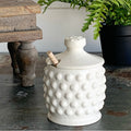 White Hobnail Honey Pot