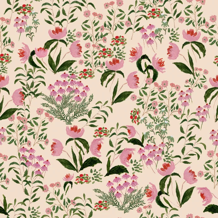 Wild French Garden in Blush Wallpaper