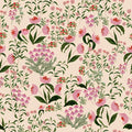 Wild French Garden in Blush Wallpaper