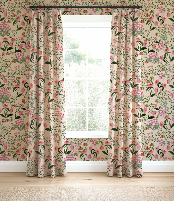 Wild French Garden in Blush Wallpaper