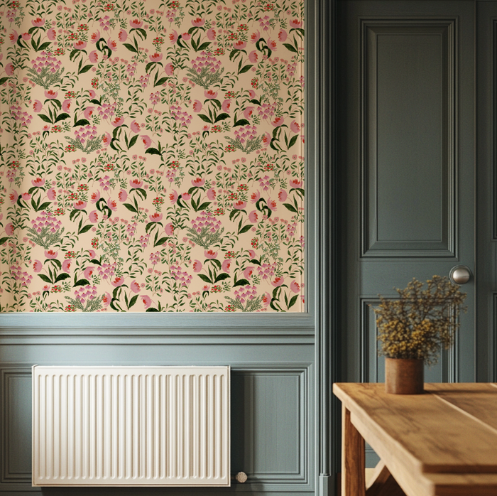 Wild French Garden in Blush Wallpaper