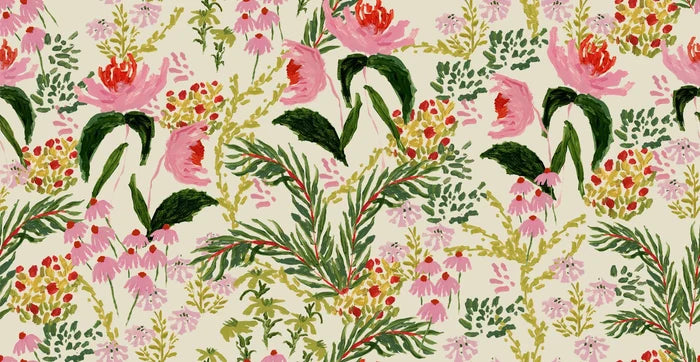 Wild French Garden in Chartreuse Wallpaper