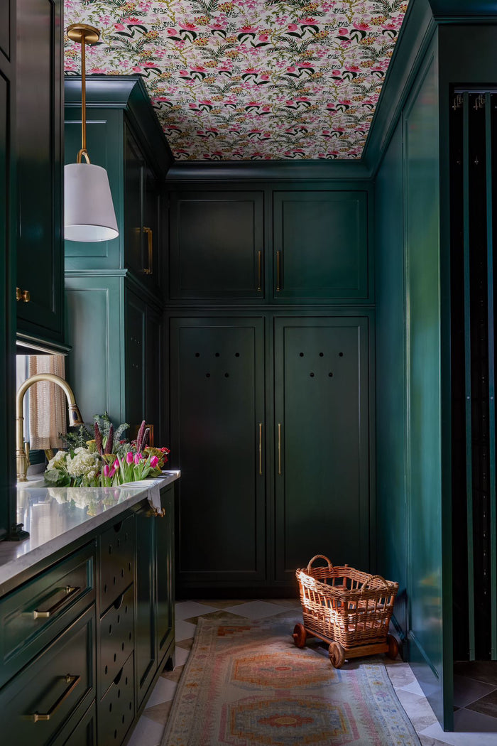 Wild French Garden in Chartreuse Wallpaper