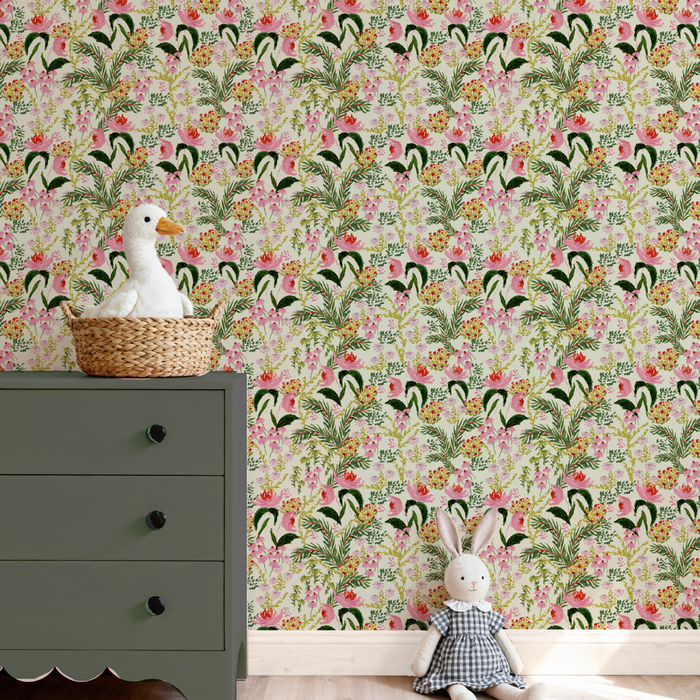 Wild French Garden in Chartreuse Wallpaper
