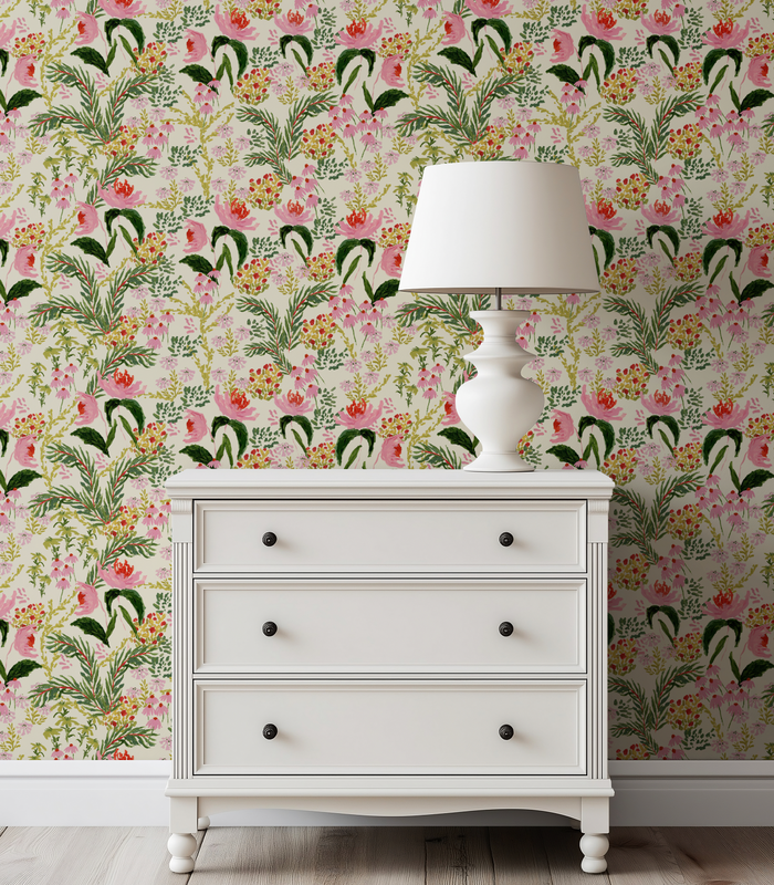 Wild French Garden in Chartreuse Wallpaper