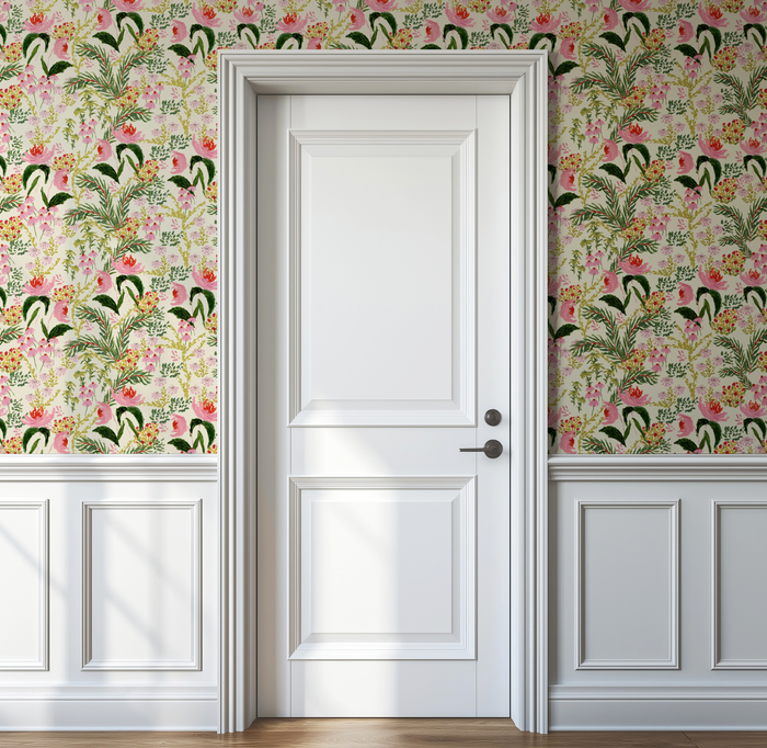 Wild French Garden in Chartreuse Wallpaper