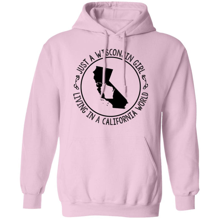 Wisconsin Girl Living In California World Hoodie - Hoodie Teezalo