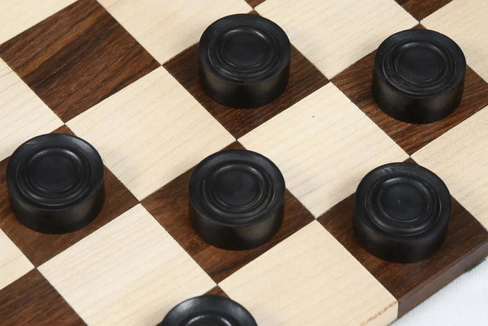 Wooden Checkers Draughts Set Ebonized & Natural Boxwood 30mm