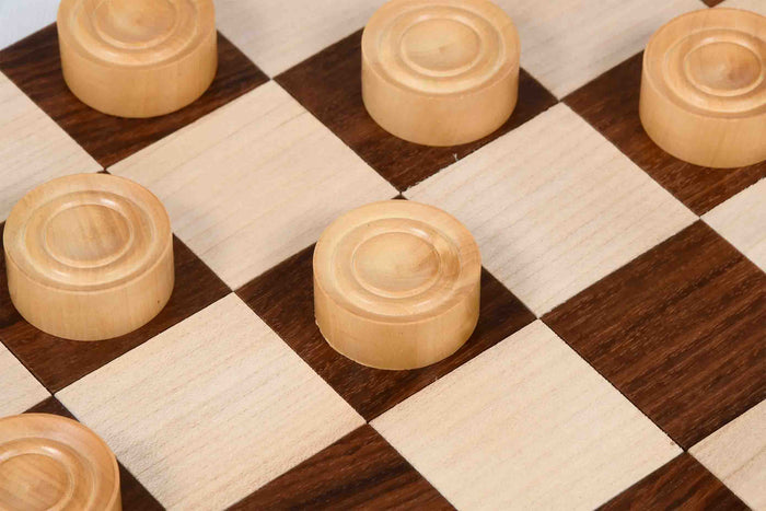 Wooden Checkers Draughts Set Ebonized & Natural Boxwood 30mm