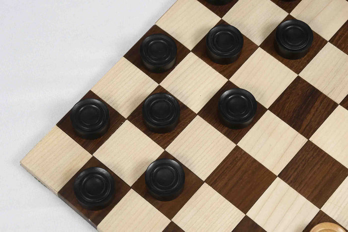 Wooden Checkers Draughts Set Ebonized & Natural Boxwood 30mm