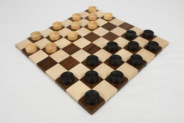Wooden Checkers Draughts Set Ebonized & Natural Boxwood 30mm