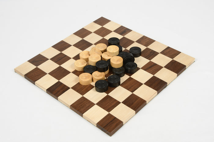 Wooden Checkers Draughts Set Ebonized & Natural Boxwood 30mm