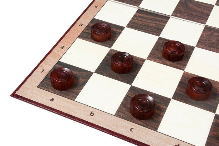 Wooden Checkers Draughts Set in Bud Rosewood & Boxwood 30mm