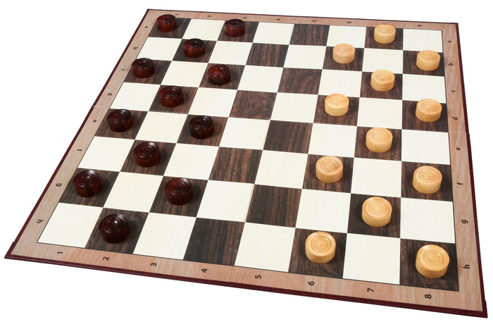 Wooden Checkers Draughts Set in Bud Rosewood & Boxwood 30mm