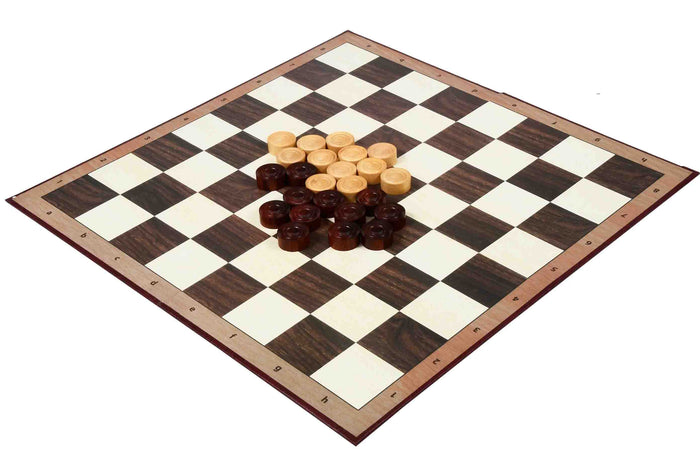 Wooden Checkers Draughts Set in Bud Rosewood & Boxwood 30mm