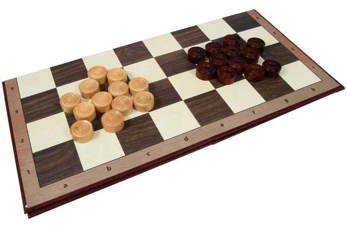 Wooden Checkers Draughts Set in Bud Rosewood & Boxwood 30mm
