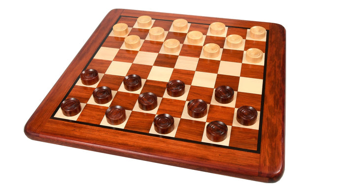 Wooden Checkers Draughts Set in Bud Rosewood & Boxwood 35mm