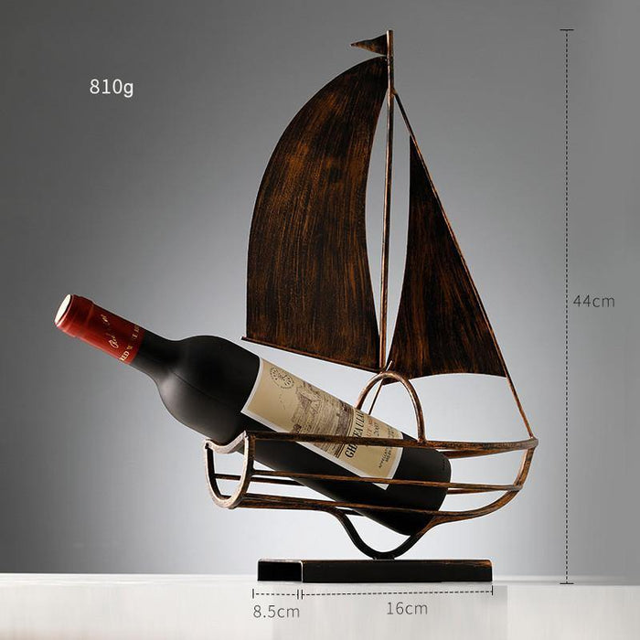 Wrought Iron Sailboat Wine Rack